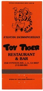 Toy Tiger matchbook cover