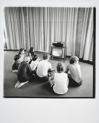 Children watching television in the Forum Room of the Sonoma County Library, Santa Rosa, California, 1968