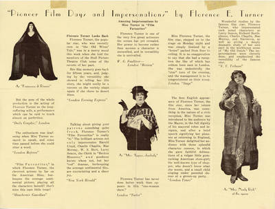 Promotional brochure for Florence Turner