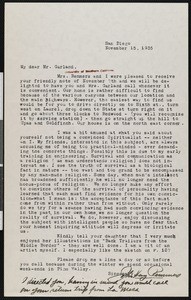 John Henry Remmers, letter, 1935-11-05, to Hamlin Garland