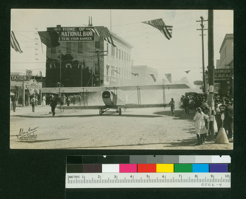 [Airplane in street, Orland, Calif.]