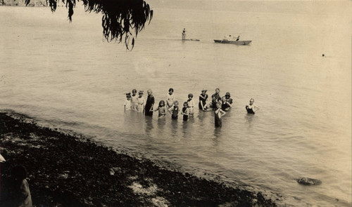 Children of San Quentin State Prison employees swimming at nearby McRae beach, circa 1915 [photograph]