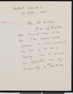 Van Wyck Brooks, letter, 1925-10-10, to Hamlin Garland