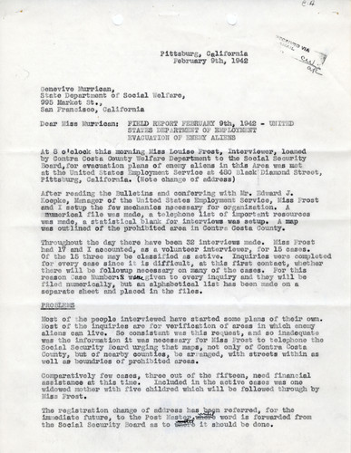 Field Report February 9th, 1942