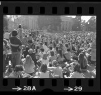 Crowd listening to speaker during "Alice Doesn't Day" rally at UCLA, 1975
