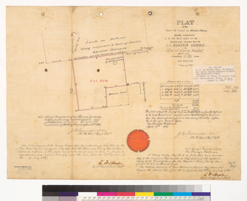 Plat of the tract of land in Mission Dolores, finally confirmed to C.S. de Bernal et al. : [San Francisco, Calif.] / Surveyed under instructions from the U.S. Surveyor General ; by Wm. I. Lewis, Dep. Survr