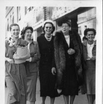 View of Mildred Green Morgan (2nd from the right) with friends out shopping in Sacramento