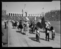 Mexican delegation in parade at President's Day Ceremony, Los Angeles Memorial Coliseum, Los Angeles, 1933