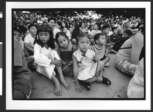 Audience of Vietnamese origin waiting for performance , Harvest Moon Festival, Tet Trung Thu, San Jose, California, October 20, 2002 5pm-10pm