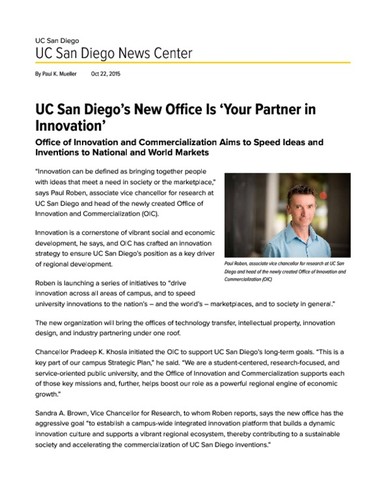 UC San Diego’s New Office Is 'Your Partner in Innovation