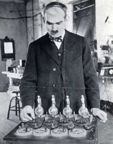 Lee de Forest and his first 4-stage audio amplifier, 1913
