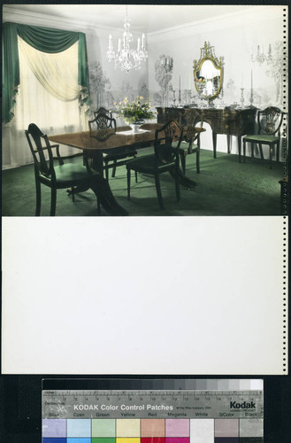 Bacon, Lloyd, residence. Dining room, colored print