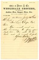 Letter from Jones & Co to Ah Louis, July 1885