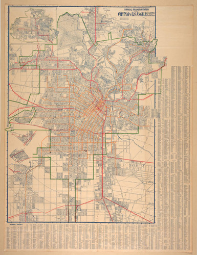 Official transportation and city map of Los Angeles California and suburbs