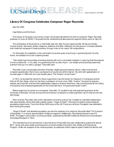 Library Of Congress Celebrates Composer Roger Reynolds