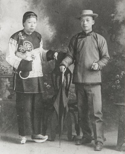 Chinese couple, head cook at Thacher School, Ojai : 1906