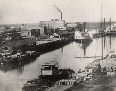 Stockton - Harbors - 1860s: Portion of channel, looking southwest