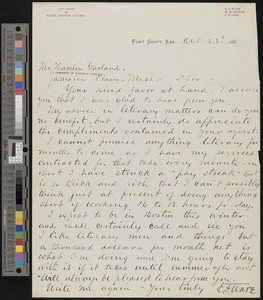 E.F. Ware, letter, 1888-10-28, to Hamlin Garland