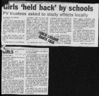 Girls 'held back' by schools