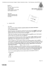 [Letter from Ken Ojo to Nigel Espin regarding the request for cigarette analysis and customer information]