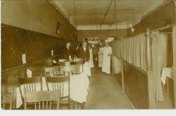 Interior of unidentified restaurant, about 1900