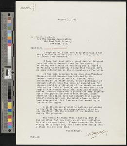 W.M. Wiley, letter, 1920-08-03, to Hamlin Garland