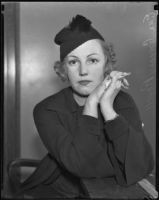 Ena Gregory, Australian actress, in court for divorce proceedings, Los Angeles, 1935