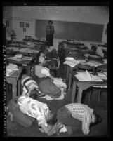 Atom bomb drill at school in Los Angeles, Calif., circa 1951
