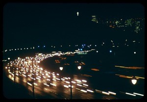 Cahuenga Pass traffic at night, Los Angeles, Calif., ca. 1973