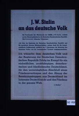 J.W. Stalin an das deutsche Volk