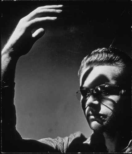 Portrait of Norm Martin taken with a light modulator. School of Design. Chicago, Illinois, 1940
