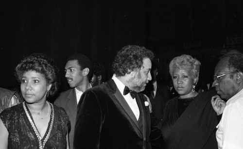 Danny Bakewell speaking with Aretha Franklin at a Brotherhood Crusade event, Los Angeles, 1983