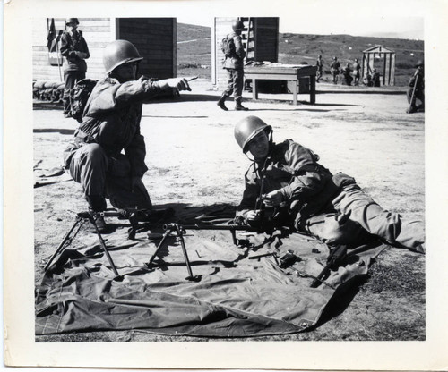 Trainees during automatic rifle training at Fort Ord