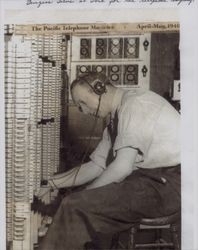 Burgess B. Titus at work at the telephone company, Sonoma County, California, 1940