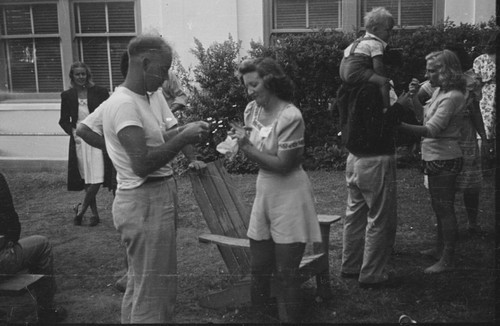 Scripps picnic in August 1945, with Sam Hinton in left foreground