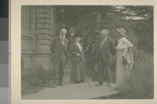 Left to right: [John] Muir, Mrs. Gleason, E. T. Parsons, Marion Randall Parsons
