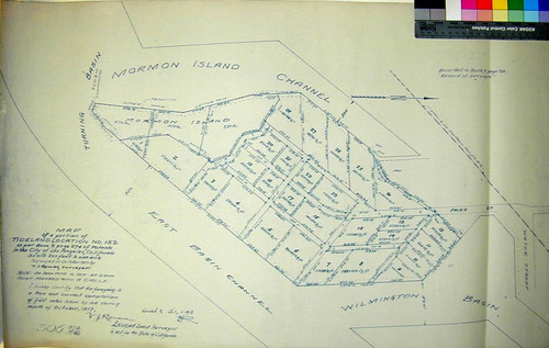 Map of a portion of Tideland Location No. 152 as per book 9 page 274 of Patents in the City of Los Angeles, California / surveyed in October 1917 by V.J. Rowan, Surveyor