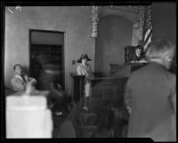 Lorraine Wiseman at the McPherson trial, Los Angeles, 1926