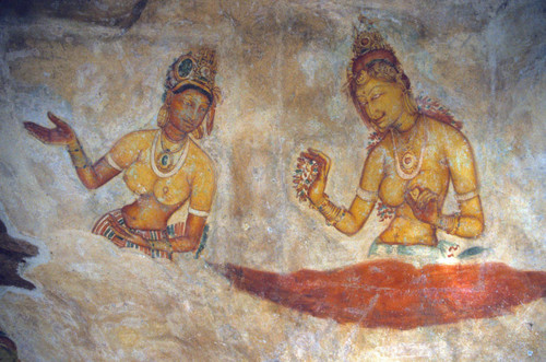 Sigiriya paintings on rock depression: Cave 1