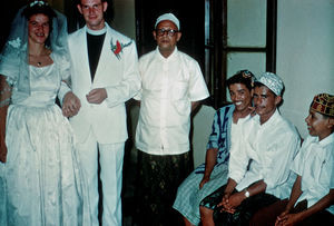 Misssionary couples Inge and Verner Tranholm-Mikkelsen were married in Aden April 28. 1961. Mub