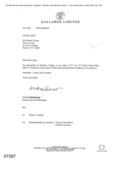 [Letter from PRG Redshaw to Robert Coles regarding the hard copy of Excel spreadsheet relating to seizure]