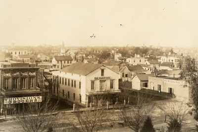 Stockton - Streets - 1850s - 1870s: San Joaquin St. and Weber Ave., San Joaquin Hotel