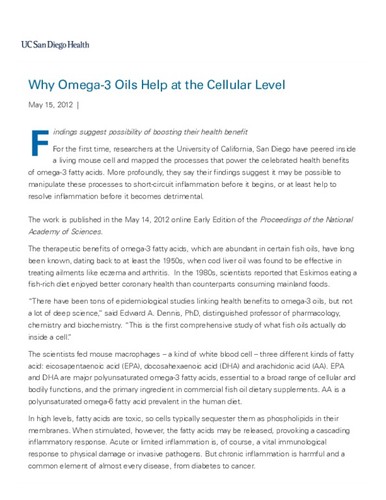 Why Omega-3 Oils Help at the Cellular Level