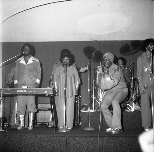 Musical group performing on stage, Los Angeles