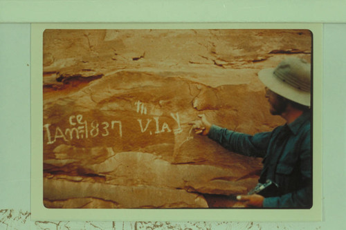 "1837" inscription opposite mouth of Lake Canyon in Glen Canyon at Mile 113