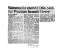 Watsonville council OKs cash for Freedom branch library