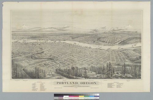 Portland, Oregon, showing also East Portland and the Cascade Mountains