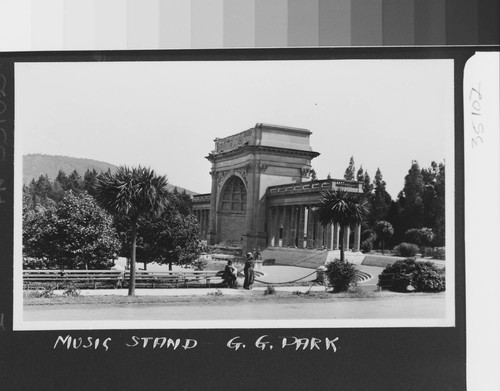 1906. Music stand. G.G. [i.e. Golden Gate] Park