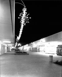 Exterior views of Coddingtown Shopping Center at Christmas, Santa Rosa, California, March 18, 1962