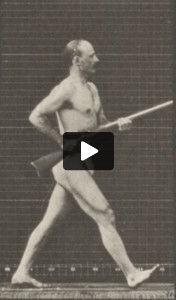 Man in pelvis cloth charging with bayonet